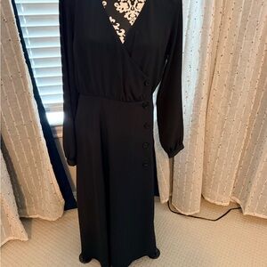 ASOS - VILA Black Long Sleeve Button Dress